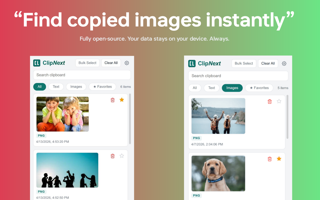 Image support in clipboard